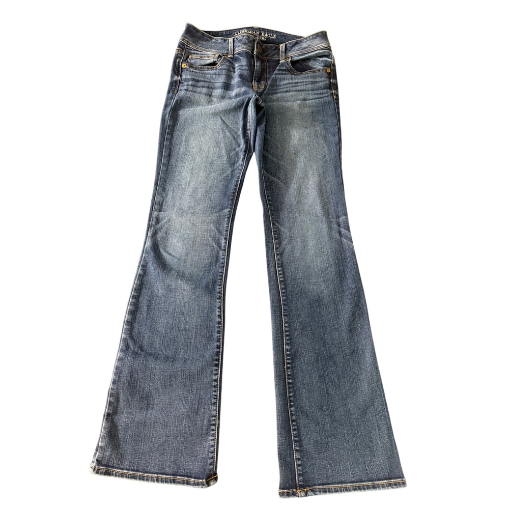 American Eagle Kick Boot Super Stretch Jeans Womens 8 Long Bootcut Dark Wash